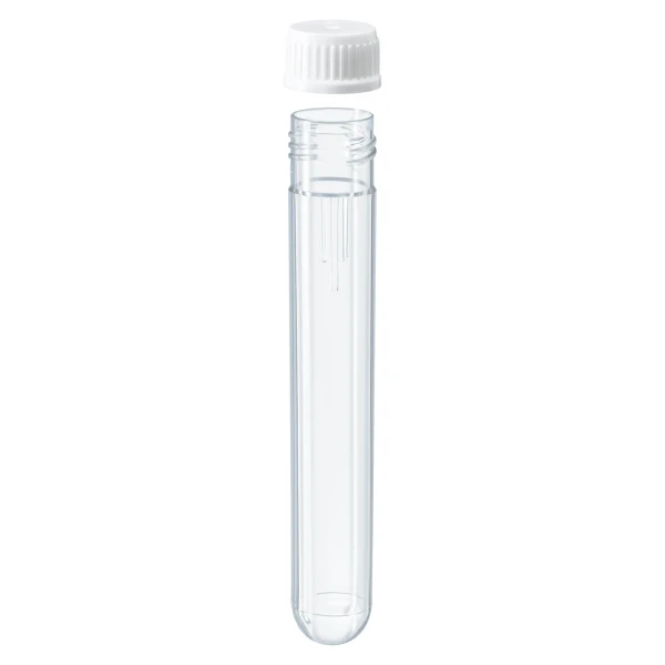 Probówki okrągłodenne z PC - z zakrętką z PP - poj. 8 ml - 12 ml - j-0172 - probowki-okraglodenne-z-pc - 12-ml - 16-x-99-mm - bialy - niesterylny - worek - 1000-szt - 60-9922-936