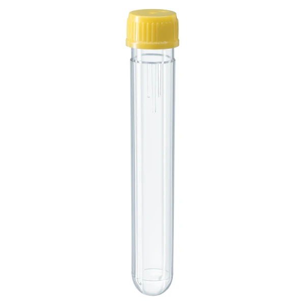 Probówki okrągłodenne z PC - z zakrętką z PP - poj. 8 ml - 12 ml - j-0173 - probowki-okraglodenne-z-pc - 12-ml - 16-x-99-mm - zolty - sterylny - worek - 100-szt - 60-9922-937