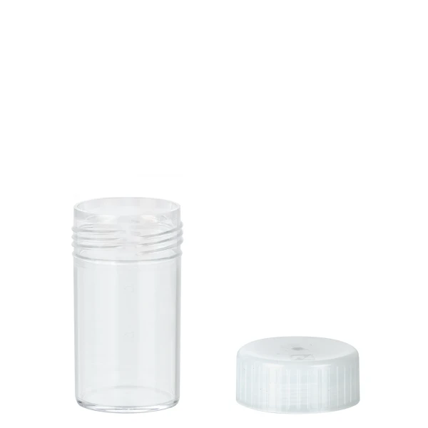 Probówki płaskodenne - z zakrętką - poj. 5 ml - 120 ml - j-0336 - probowki-plaskodenne-z-ps - 25-ml - 27-x-54-mm - bezbarwny - niesterylny - worek - 500-szt - 60-9922-113