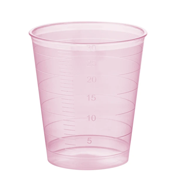 Kubki z PP na próbki - bez pokrywki - poj. 30 ml - j-0712 - kubki-z-pp-na-probki-ze-skala - 30-ml - 37-x-41-mm - czerwony - 50-x-75-szt - 3750-szt - 75-1337-502