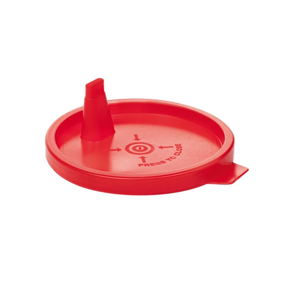 Pokrywki z PE - do pojemników o poj. 125 ml - śr. 66 mm - j-0736 - pokrywki-z-pe - z-wylewem - czerwony - sr-66-mm - 1000-szt - 76-1477