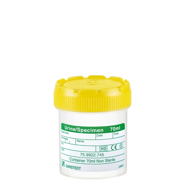 Pojemniki z PP na próbki - z zakrętką z HDPE - poj. 70 ml - j-0762 - pojemniki-z-pp-na-probki-z-etykieta - 70-ml - 44-x-55-mm - z-nakrecona-zakretka - niesterylny - 250-szt - 75-9922-745