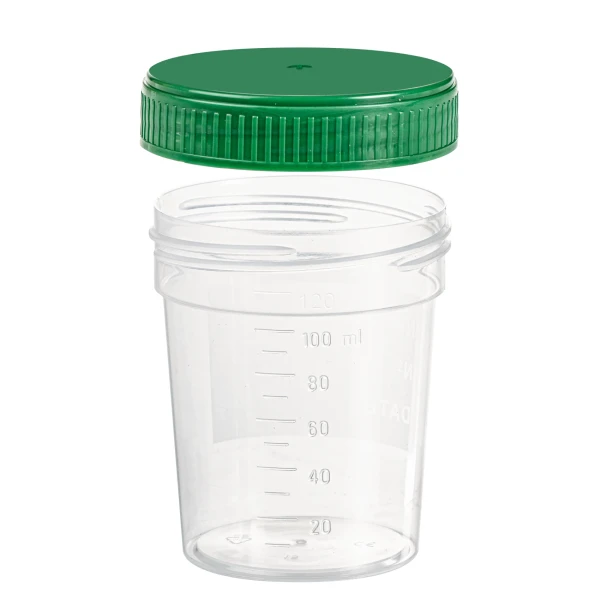 Pojemniki z PP na próbki - z zakrętką z HDPE - poj. 100 ml - j-0781 - pojemniki-z-pp-na-probki-ze-skala - 100-ml - 58-x-74-mm - zielony - 500-szt - 75-1354-001