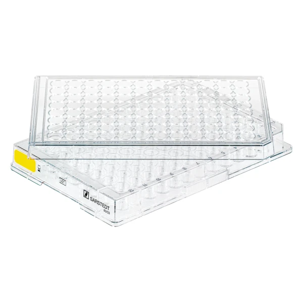 Płytki mikrotestowe Cell⁺ do hodowli adherentnej - z pokrywkami - j-4425 - plytki-mikrotestowe-cell - 96-dolkow - f-ksztaltne - 029-cm%c2%b2 - tc-tested - 50-szt - 83-3924-300