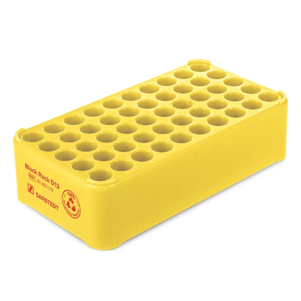 Uniwersalne statywy D13 z PP - do probówek o śr. do 13 mm - j-5123 - statyw-d13-z-pp - do-probowek-i-s-monovette-o-sr-8-13-mm - zolty - 93-853-132